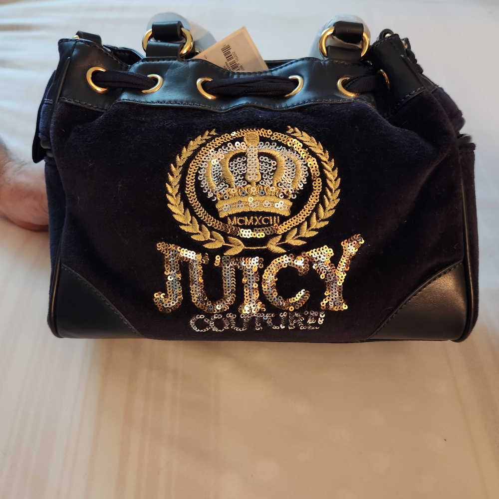 Juicy Couture Black and Gold Shoulder Bag